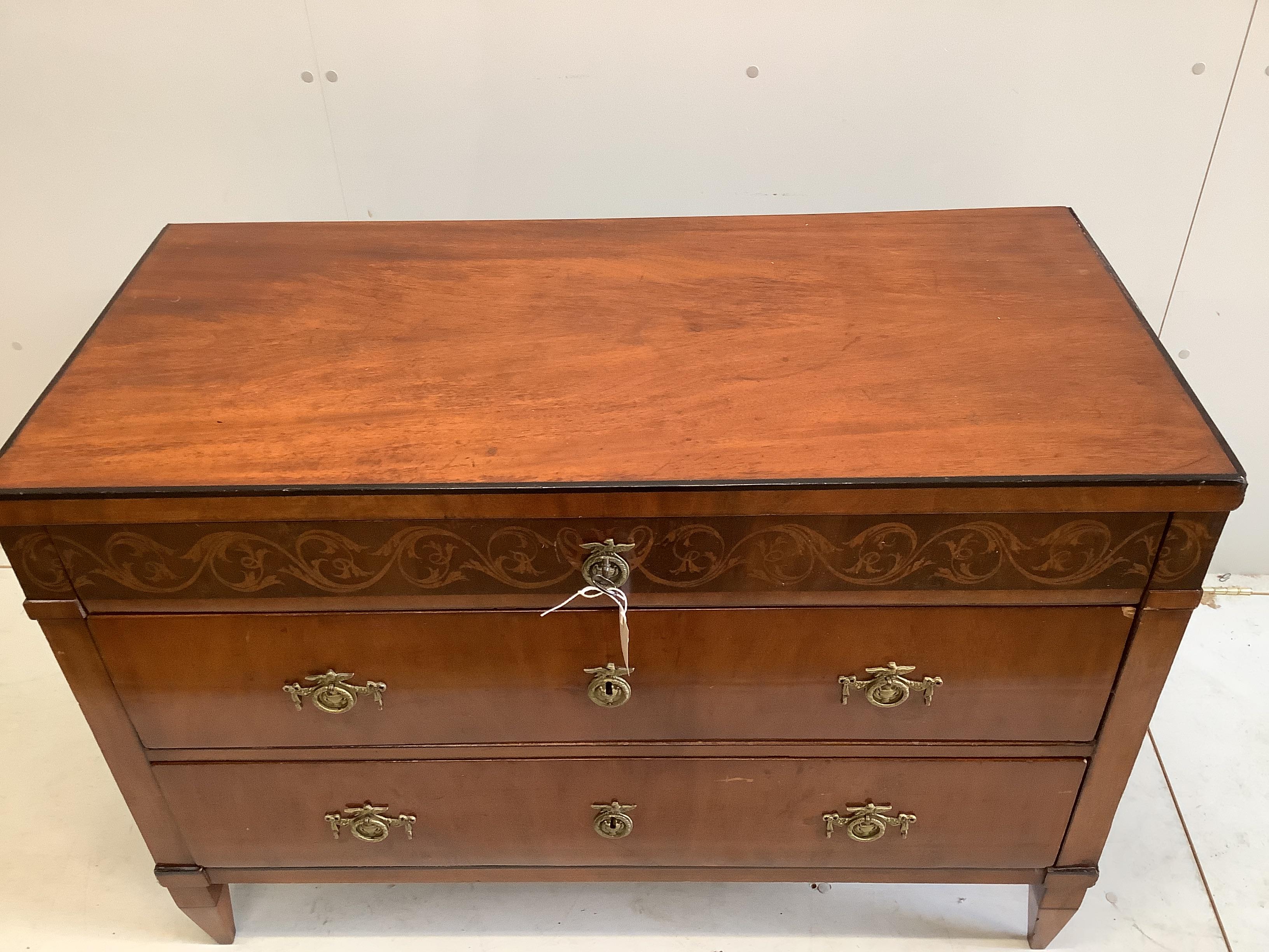 A Biedermeier style mahogany commode, width 112cm, depth 53cm, height 78cm